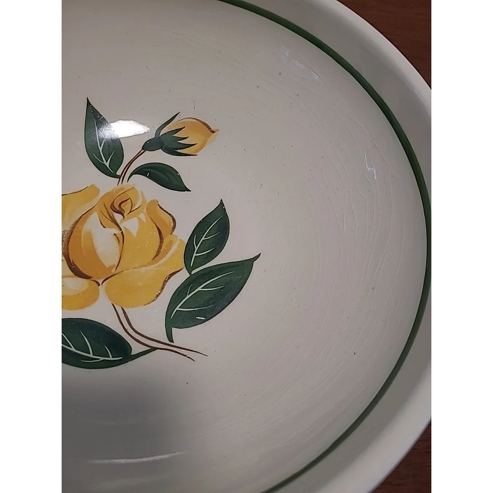 Vintage Bake Oven Mixing Bowl Yellow Rose Motif With Spoon 6643 9